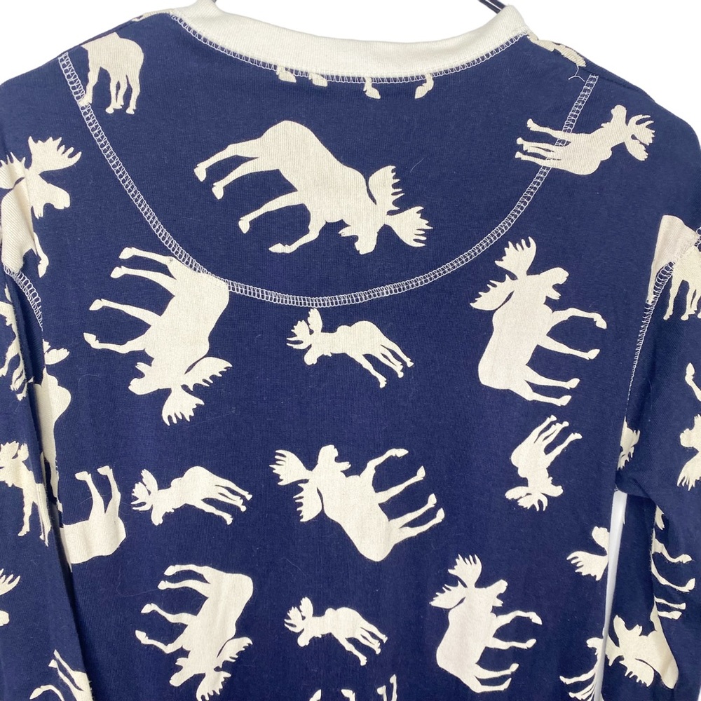 Adult Size M Lazy One Navy Blue Don't Moose With Me Union Suit One Piece Pajamas - Picture 4 of 7